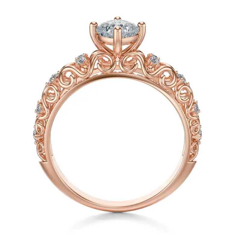 Pierścionek z kwadratowym diamentem różowe złoto SBP_020